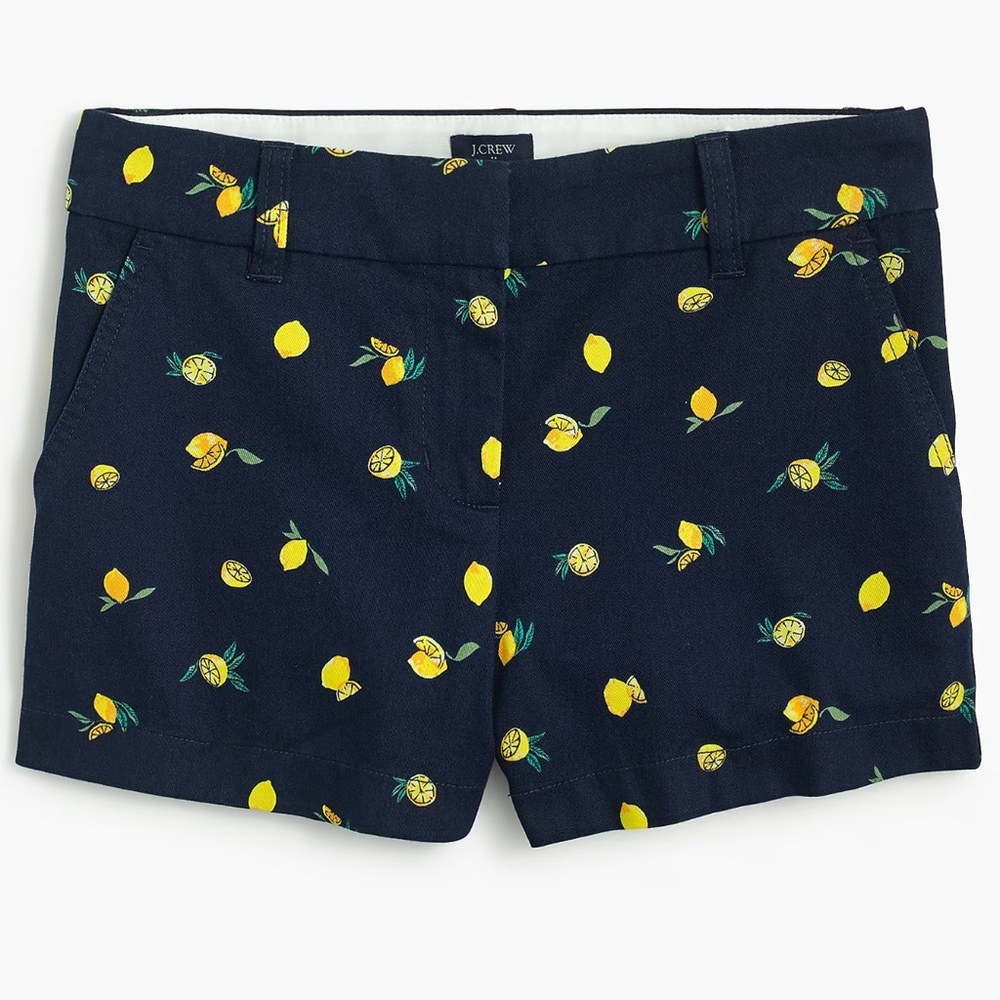 J. Crew - NWT 5” Chino Shorts in Lemon Print - sz 6